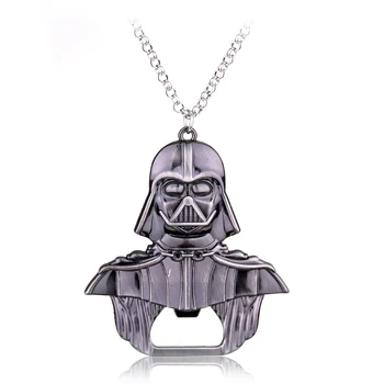 

RJ Hot Sale 20Pcs/Lot Star Wars Masker Darth Metal Bottle Opener Necklaces Opener Beer Necklace&Keychain Men Gift
