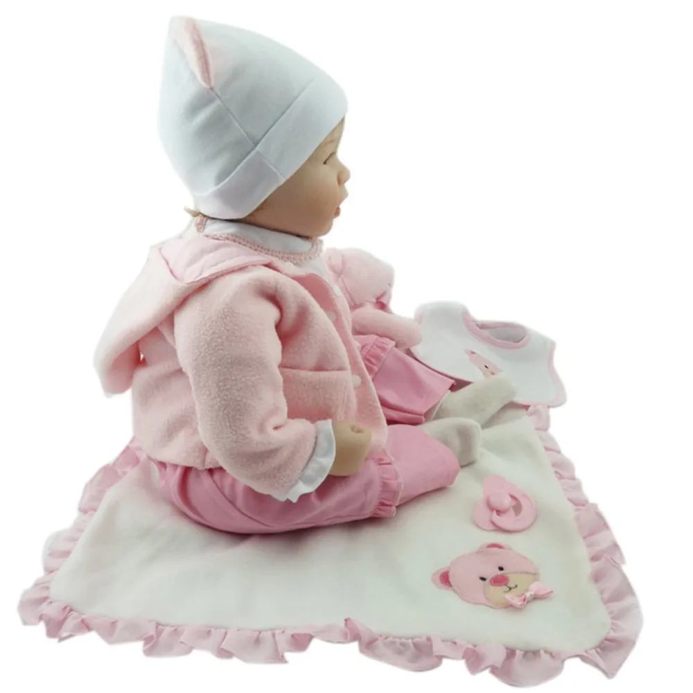 55 см Reborn Baby Doll ткань тело с плюшевым мишкой дети силиконовые babydoll Playmate подарок для девочек детские живые игрушки Bebe Reborn