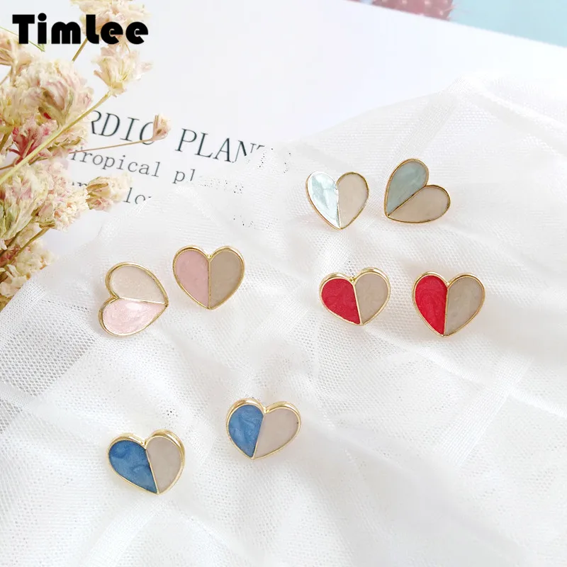 

Timlee E230 Free shipping New Sweet Cute Heart Alloy Stud Earrings Fashion Jewelry Wholesale