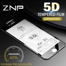 ZNP Защитное стекло для iPhone 6 6S Plus, закаленное защитное стекло 5D с закругленными краями для iPhone 8 7 Plus X, пленка