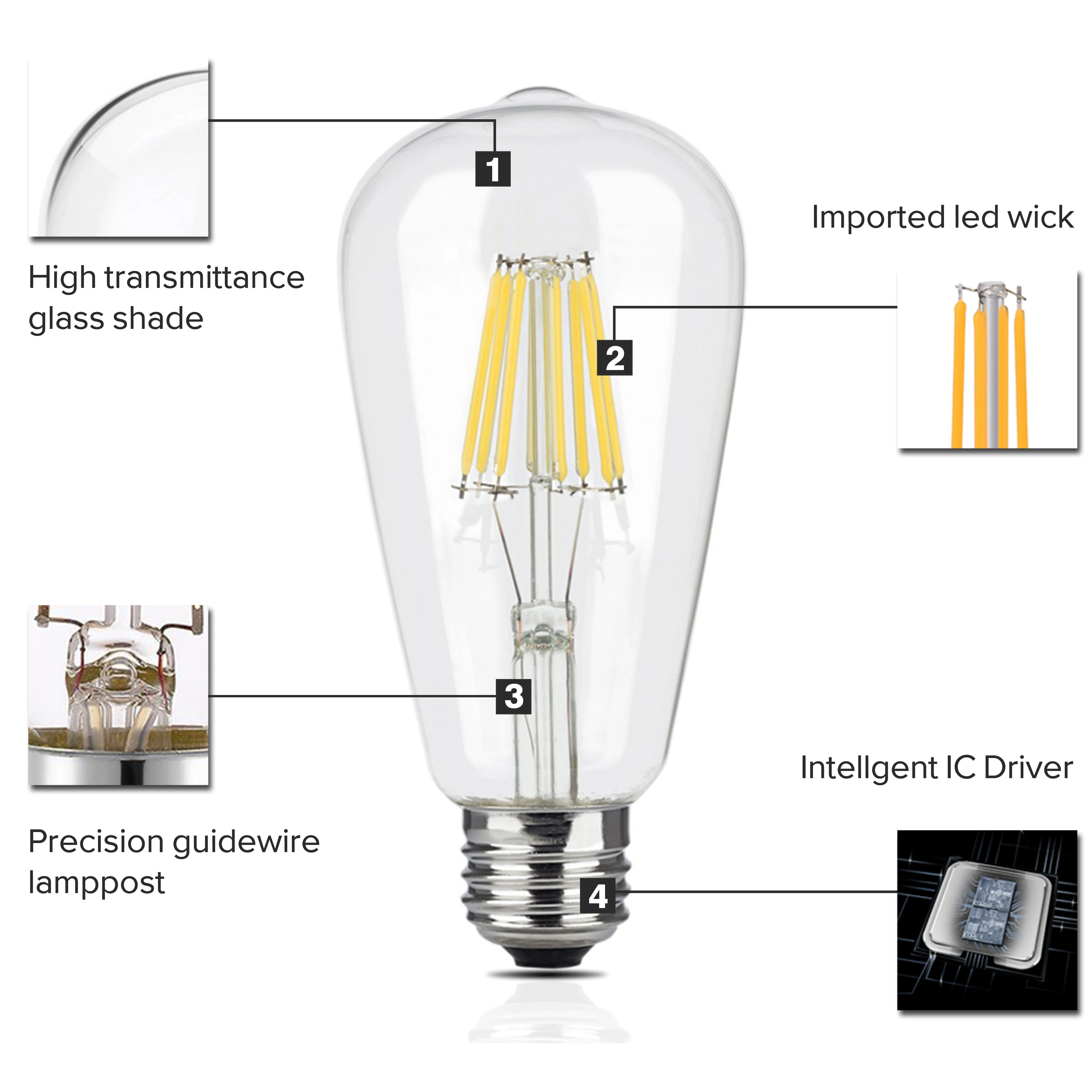 Светодиодный лампа накаливания Эдисона E14 E27 220V C35 G45-G95 ST60 A60 T45 2W 4W 6W 8W подвесной светильник в стиле ретро лампы в форме свечи люстра лампа украшения дома светильник