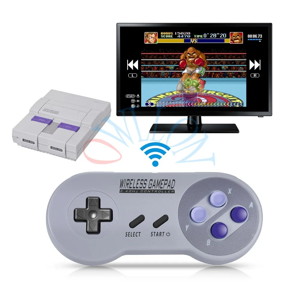 Manettes de jeu sans fil pour SNES Super Nintendo Classic Mini, manette de  jeu, manette de jeu, accessoires de console, télécommande, 2.4GHz -  AliExpress