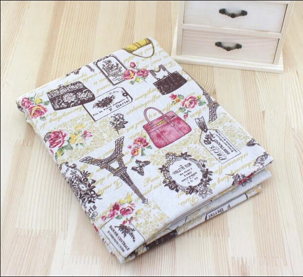 

Eiffel Tower apparel sewing print material Hemp fabrics for patchwork cotton knitting textiles linen fabric 1 meter cloth tissu