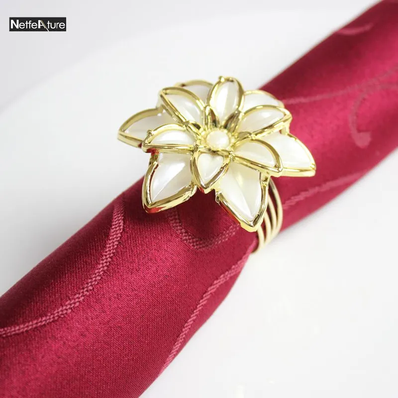6 PCS European Style Double Flower Wedding Napkin Ring Napkin Holder