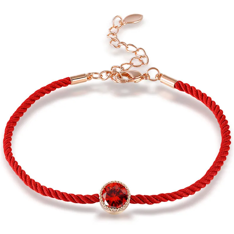 ROXI, новинка, зеленый/красный/синий кристалл, браслеты для женщин, тонкая красная веревочная нить, цепочка, очаровательный браслет, браслеты, ювелирные изделия, браслеты - Окраска металла: B