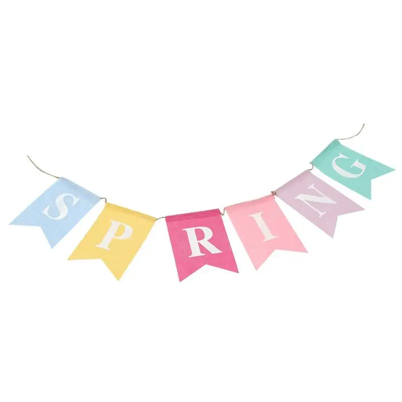 Весенний льняной баннер Hessian для празднования прибытия весны|banner|banner bunting |