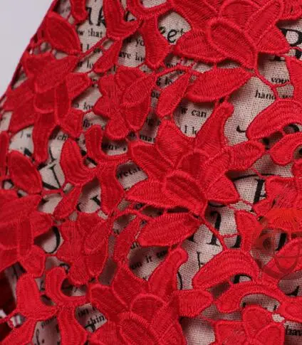 Ширина 120 см* 1 ярд! Вышитая кружевная ткань, ажурная сетка, хлопковая ткань, кружево, швейный материал, сделай сам, модное свадебное платье, кружево - Цвет: red