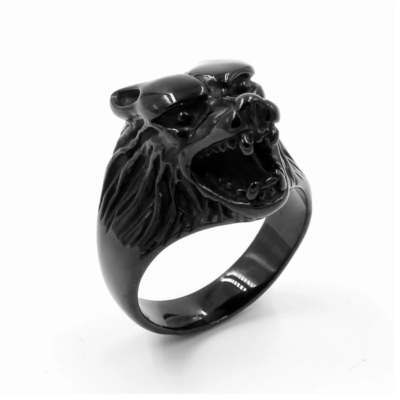 

Fashion Jewelry Super Cool Wolf Rings Stainless Steel Punk Biker Man Ring Golden Black Animal Ring High Quality Jewelry
