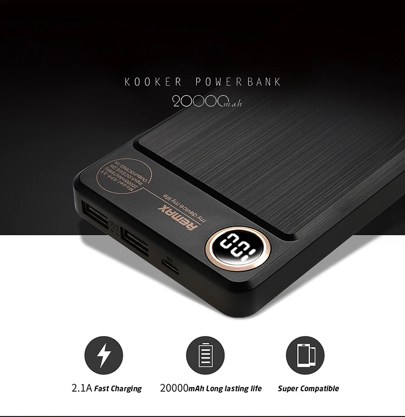 Remax lcd 20000 MAH power Bank 20000 MAH Poverbank портативное зарядное устройство для мобильного телефона Bateria Dual USB для huawei Xiaomi power Bank