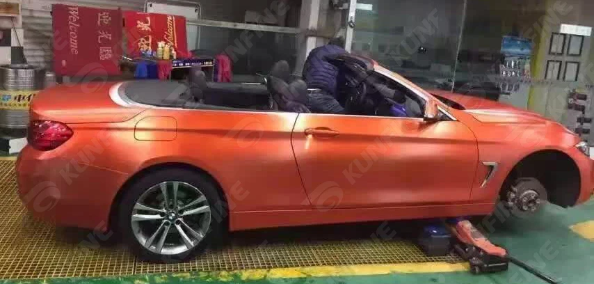 Cold Brushed Orange Car Vinyl film 4