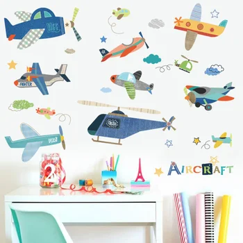 

Cartoon Airplane Wall Sticker For Kids Rooms Children 's Room Wall Decals Mural DIY Baby Room Decor Kids Room Decoration