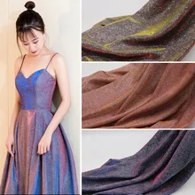 Свадебное платье ткань волшебный цвет с блестящей пудрой Bling стрейч Lurexy сверкающий косплей на праздник, украшение для платья 1 ярд