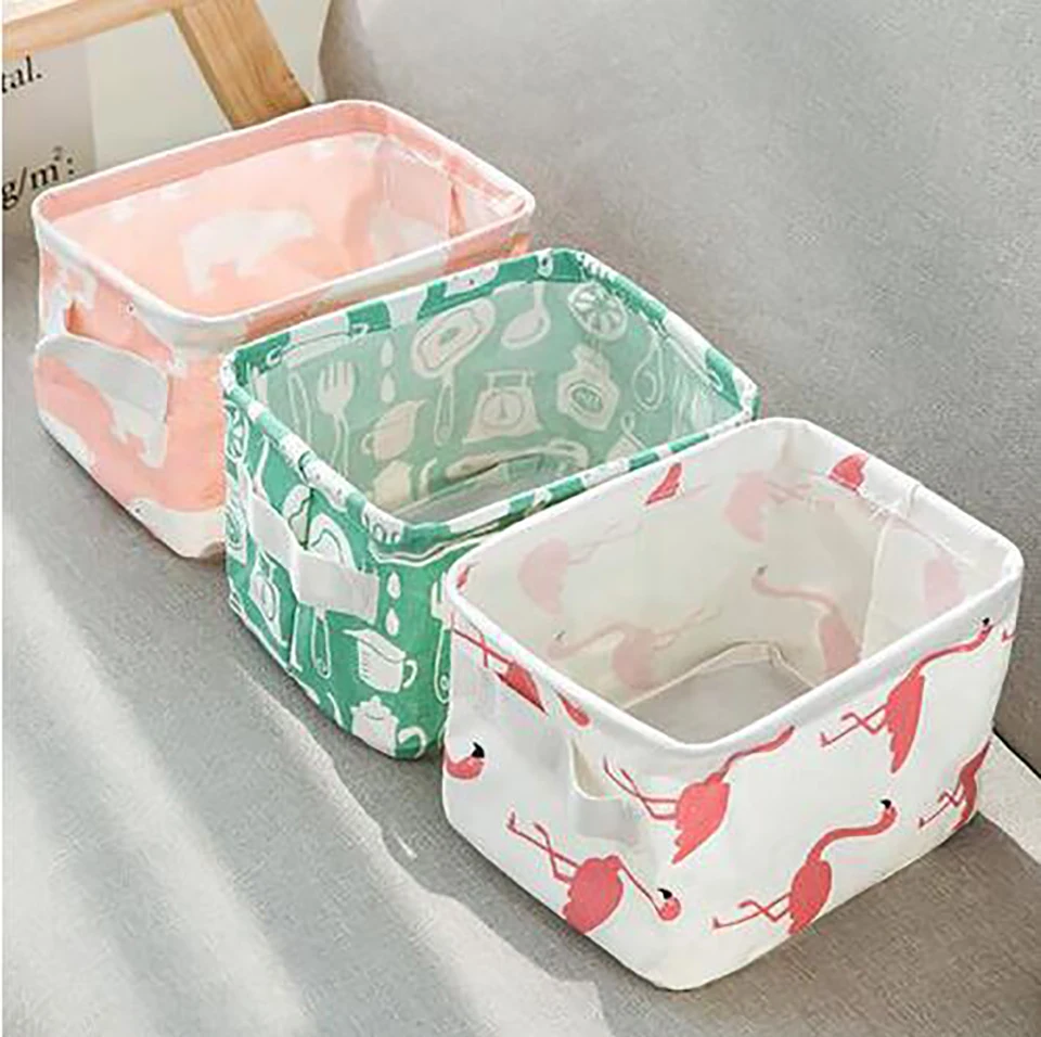 

Cute Canvas Storage Bins Waterproof Collapsible and Convenient Basket Organizers for Baby Toys Makeup and Books