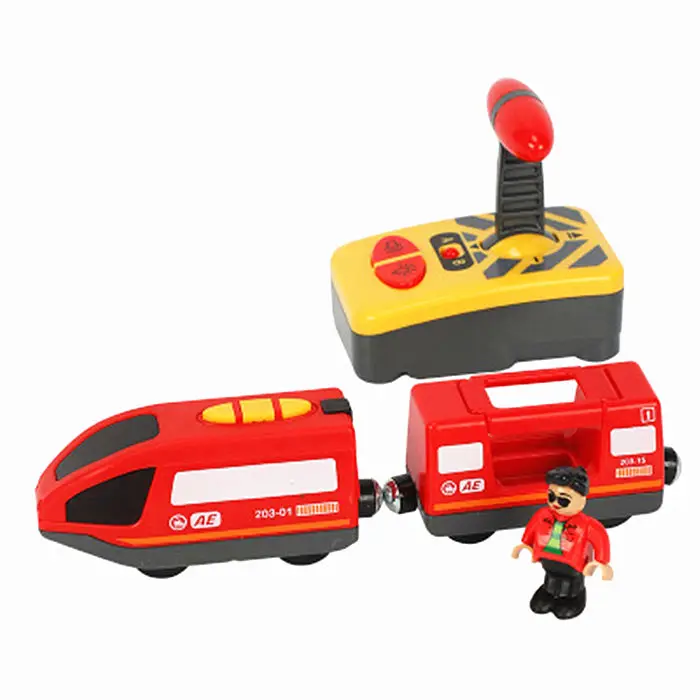 Beste Rc Nieuwe Afstandsbediening Magnetische Elektrische Trein Compatibel Met Brio Houten Track Rood Wit Elektrische Trein Kinderen Spoor Speelgoed