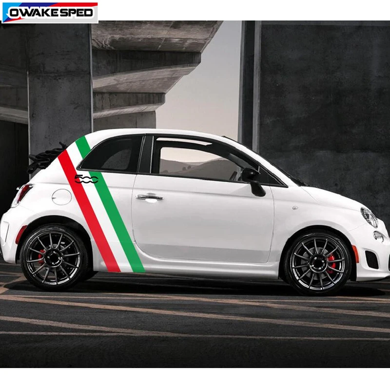 

Italy Flag Stripes Vinyl Decal Racing Sport Styling Door Side Decor Sticker Auto Body Customized Decals For Fiat 500