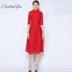 Ceciliayu 2018 осень и зима новое женское платье в китайском стиле для улучшения платья cheongsam длинное женское модное платье