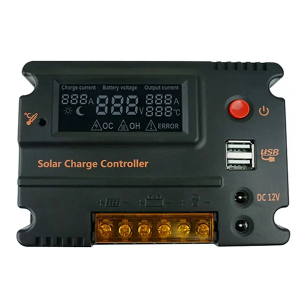 

12V 24V Solar Charge Controller Auto Switch LCD Intelligent Panel Battery Regulator Charge Controller