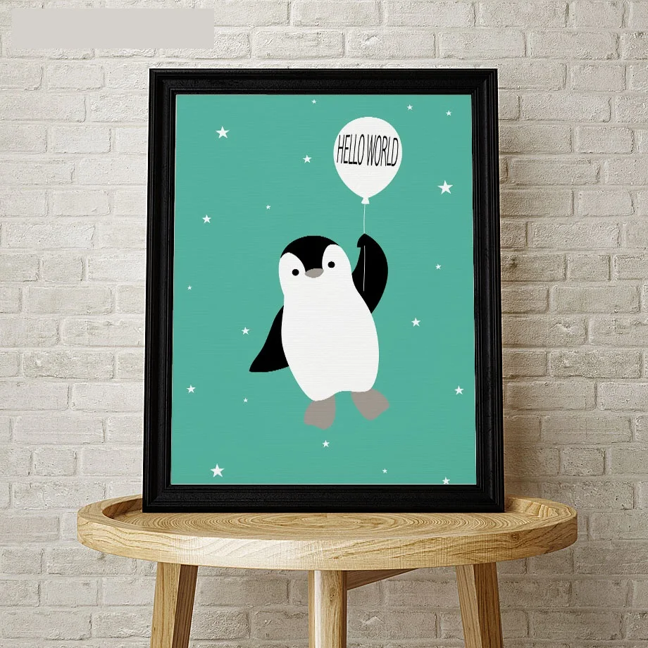 Canvas Painting Nordic Watercolor Animal Penguin Wall Art Painting Canvas Poster Wall Pictures