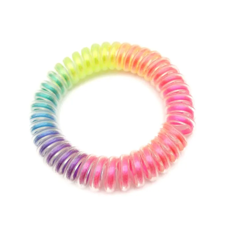 Лот 5 шт. радужные резинки для волос Красочные эластичные резиновые телефонный провод волосы галстуки и пластиковые веревки аксессуары для волос