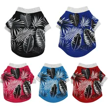 Летняя одежда для домашних животных с принтом листьев, крутая рубашка для собак, короткий рукав, жилет для щенка, одежда для домашних животных для собак, товары для уличной одежды для домашних животных