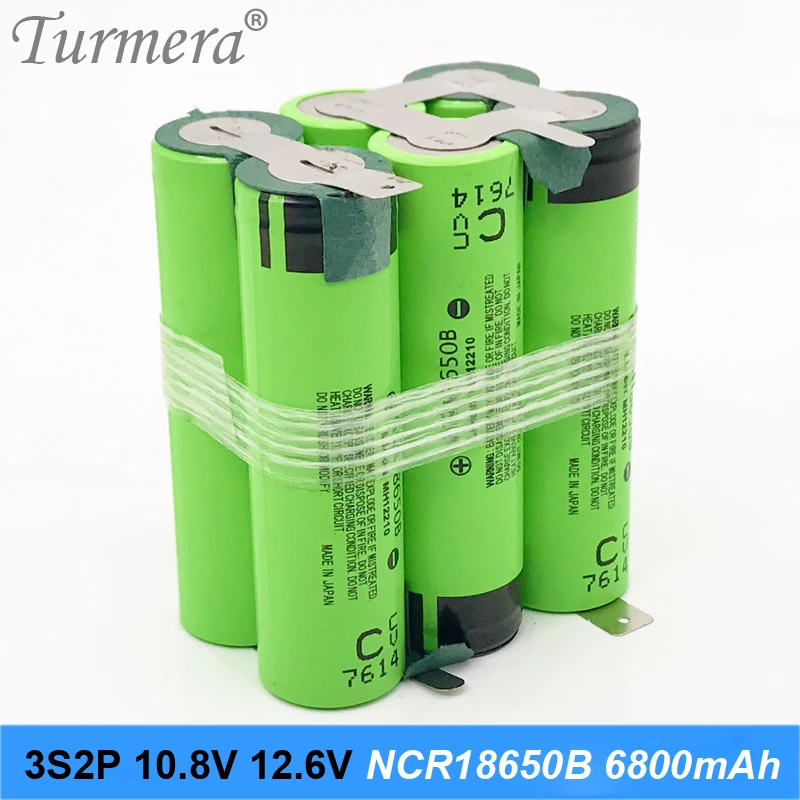 3S2P battery 18650 pack ncr18650b 3400mah 6800MAH 10.8v 12.6v welding solder battery for screwdriver tools battery customized battery 02