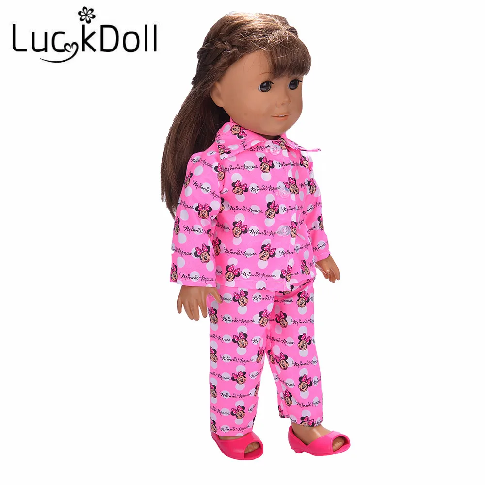Pyjamas d'impression de dessin animé Mickey Mouse lucky doll pour poupées américaines de 18 pouces, meilleurs cadeaux de noël pour enfants