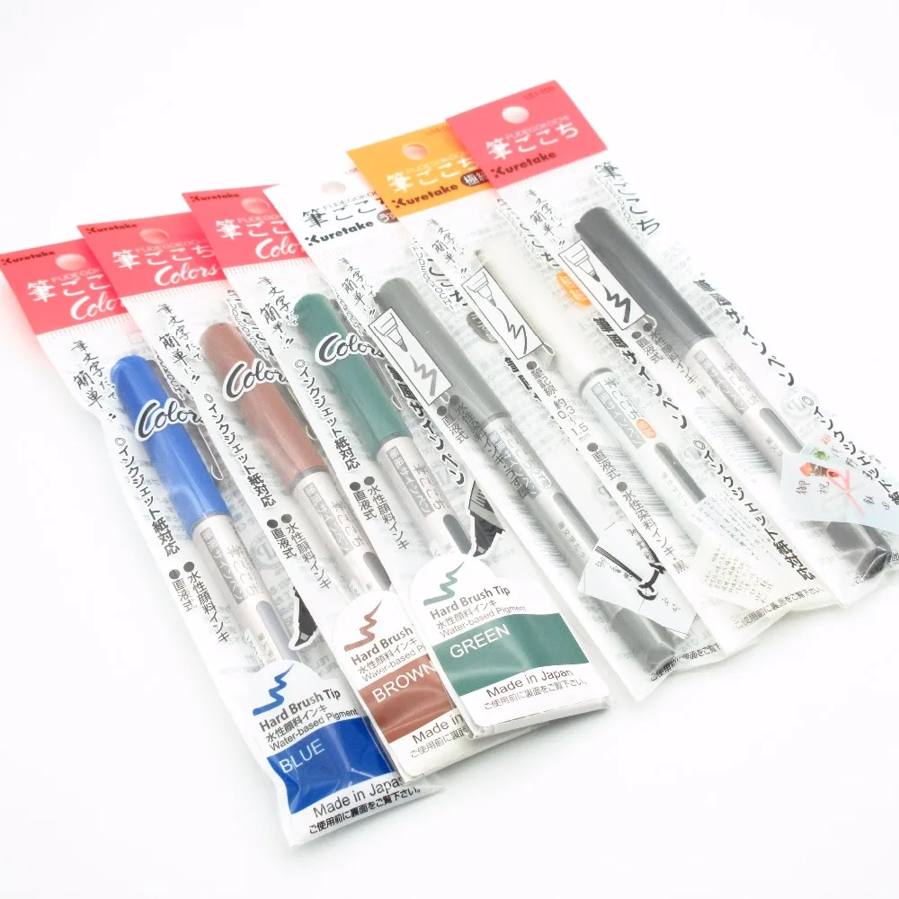 

Kuretake FUDEGOKOCHI Hard Brush Tip Pens Sign Pen Calligraphy Brush Pen Japan