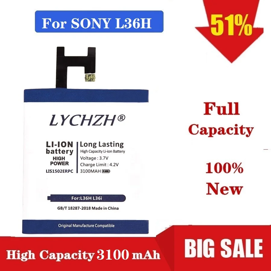 

3100mAh LIS1502ERPC For SONY Xperia Z Lt36h L36H L36i C6600 C6602 S39H SO-02E C6603 C2305 M2 D2303 S50H C660X Battery