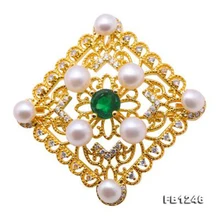 JYX Рождественский подарок изящная жемчужная брошь булавка 8 бусин 5-6 мм натуральный пресноводный белый жемчуг свадебные Рождественские Броши