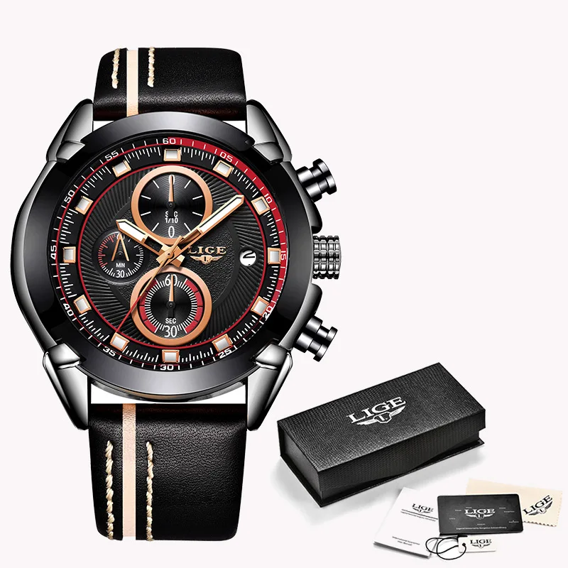 LIGE, новинка, мужские часы, Топ бренд, роскошные мужские военные спортивные часы, мужские водонепроницаемые кварцевые наручные часы, серебряные часы, Relogio Masculino - Цвет: All black