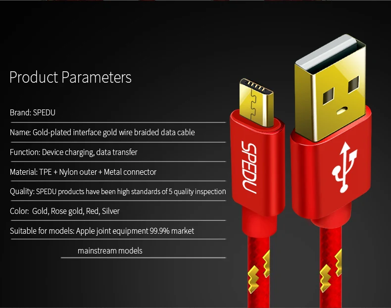 SPEDU 5 шт./лот Micro Usb кабель для iphone Xiaomi huawei samsung мобильный телефон зарядное устройство 1 м 2 м Быстрая зарядка Usb зарядное устройство(5 шт