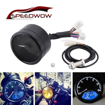 

SPEEDWOW Motorcycle Odometer Tachometer Gauge Gear Indicator Techometer Gauge Dual Speed LED Indicator Dashboard