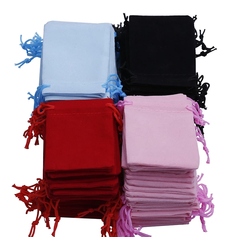 200 шт 7x9 см Бархатный мешочек сумка со шнурками/Ювелирная сумка, рождественский/свадебный подарочный мешок черный/красный/розовый/синий