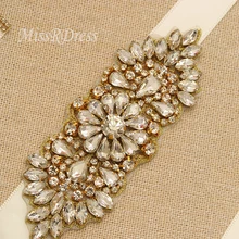 MissRDress ручной бисерный свадебный пояс Лента Свадебная со стразами золотые стразы свадебный пояс, лента для свадебных платьев JK887