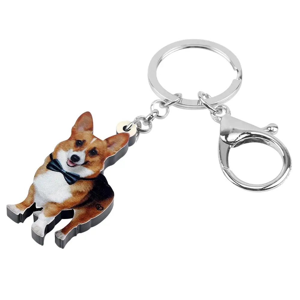 WEVENI оригинальные акриловые уникальные брелки для собак Corgi модные дизайнерские