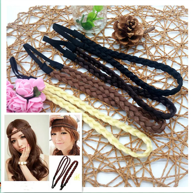 

2019 Hair Accessories Simulation Synthetic Hair Plaited Headband Elastic Hair Band Braided Headwear Hair scrunchy Headband