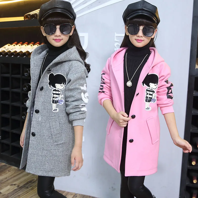 

baby girl boy clothes Children's clothing medium-long trench child 2016 thickening woolen outerwear overcoat female child top