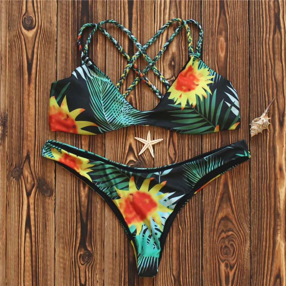 Sexy Hot Bikinis Симпатичные Купальный Костюм Ручного Вязания Печати Купальники