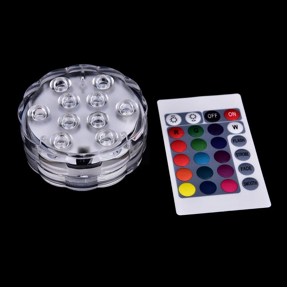 Con pilas RGB 10 LED sumergible IP68 impermeable Piscina boda piscina Pond Iluminación