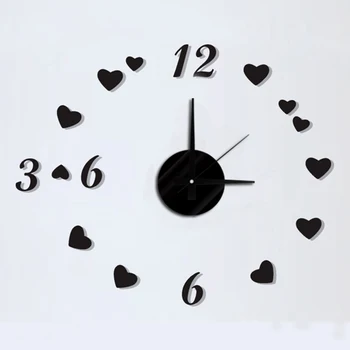 

Free Shipping DIY Modern Fashion Creative Wall Clock Paste EVA Paste Number and heart Decoration Clock