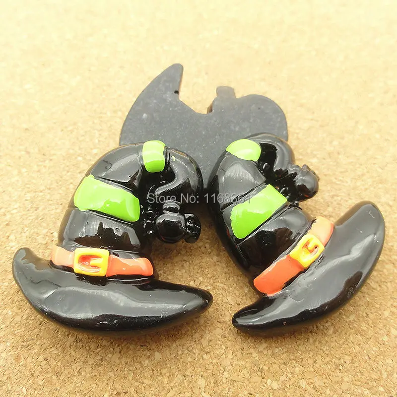 1pcs/lot resin flat back Halloween purple Wizard hat 28mm Cabochons Scrapbooking Hair Bow Center DIY Christmas decration C118-3