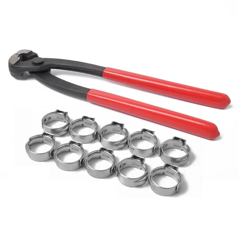 

PEX Cinch Crimping Tool with 10pcs 8.8-10.5mm Stainless Steel Hose Clamps