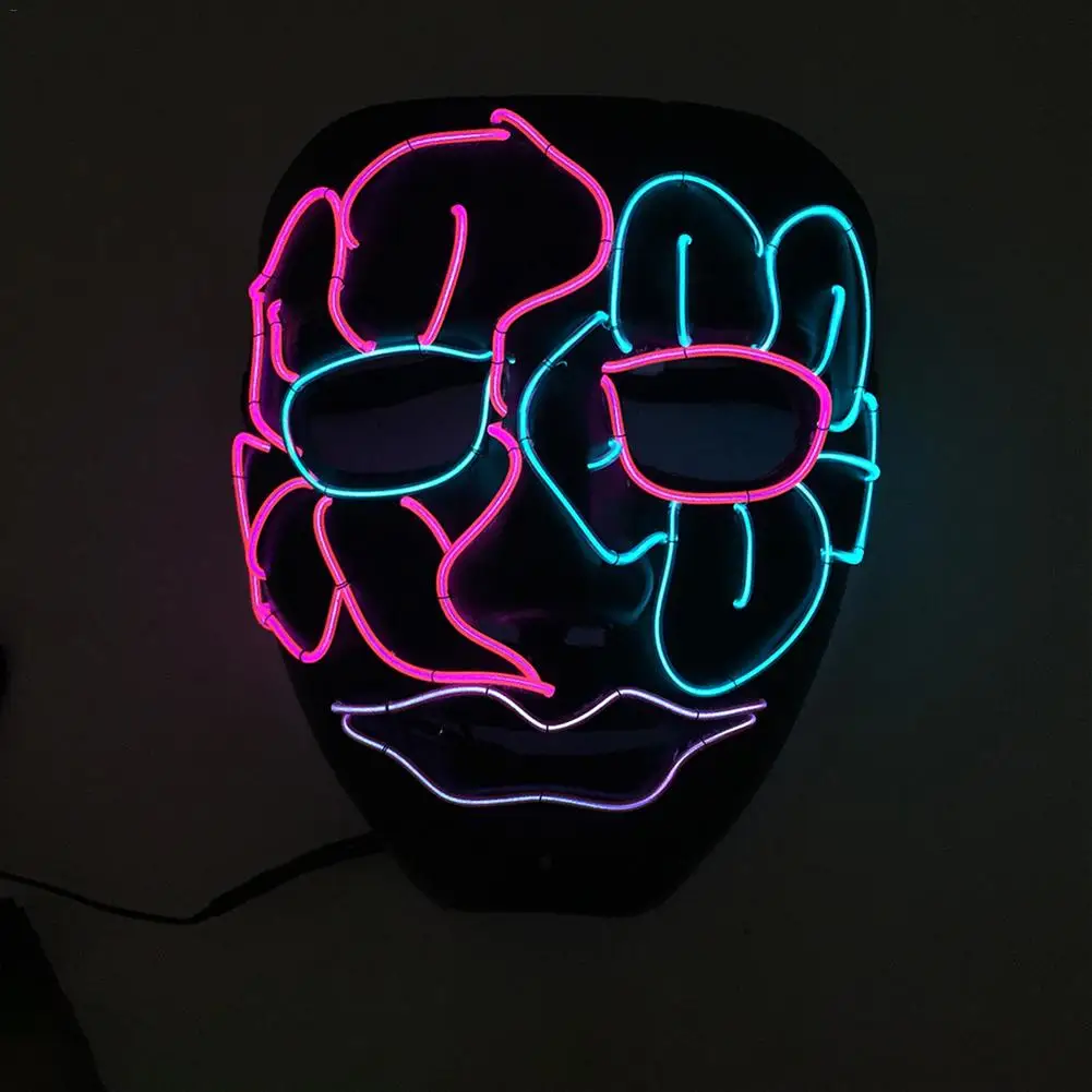 

2018 EL Wire Mask Halloween Grimace Luminous Mask for Festival Cosplay Party Masks Cool Men Gift Glowing Festival Halloween