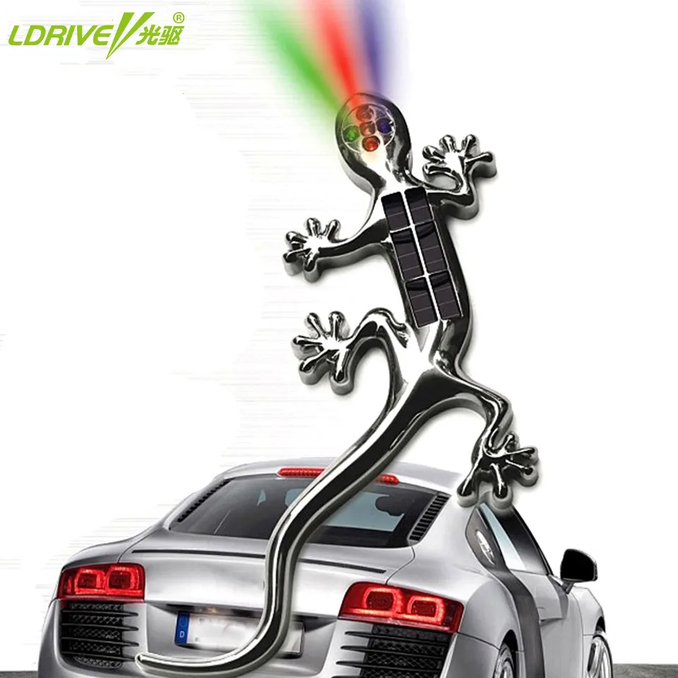 LOEN 4LED автомобиля Стикеры 3D Солнечный Мощность s и наклейки белого синего цвета