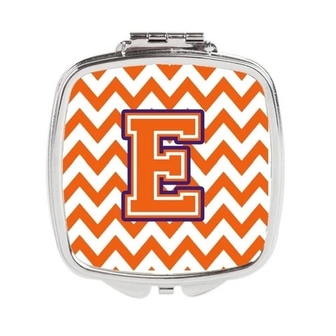 Carolines Treasures CJ1062-ESCM Letter E Chevron Orange & Regalia Compact Mirror (1)