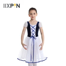IIXPIN романтическая пачка балетные костюмы Жизель для девочек детское вельветовое длинное фатиновое платье для катания на коньках балерина с короткими рукавами кружевное летнее платье