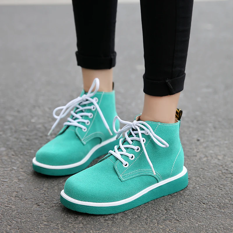 

Womens Retro Round Toe Lace Up Flat Leisure Ankle Boots Casual Shoes Oxfords Riding 5Colors A682