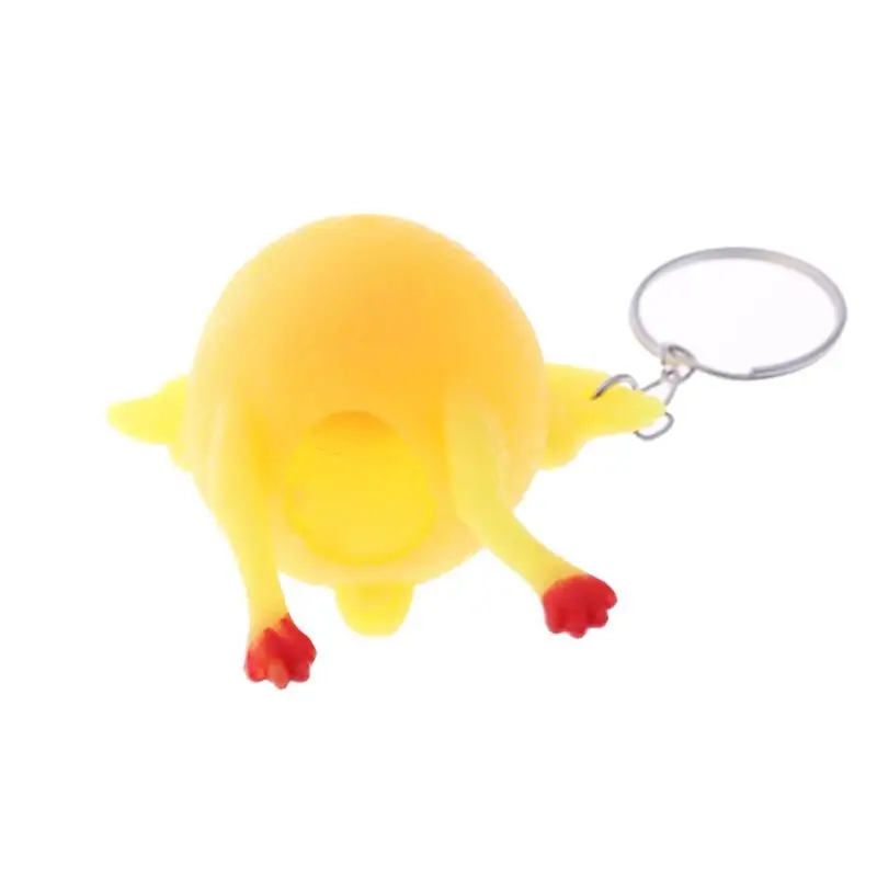 Novelty Spoof Tricky Funny Gadgets Toys Vent Chicken Whole Egg Laying Hens Crowded Stress Ball Keychain