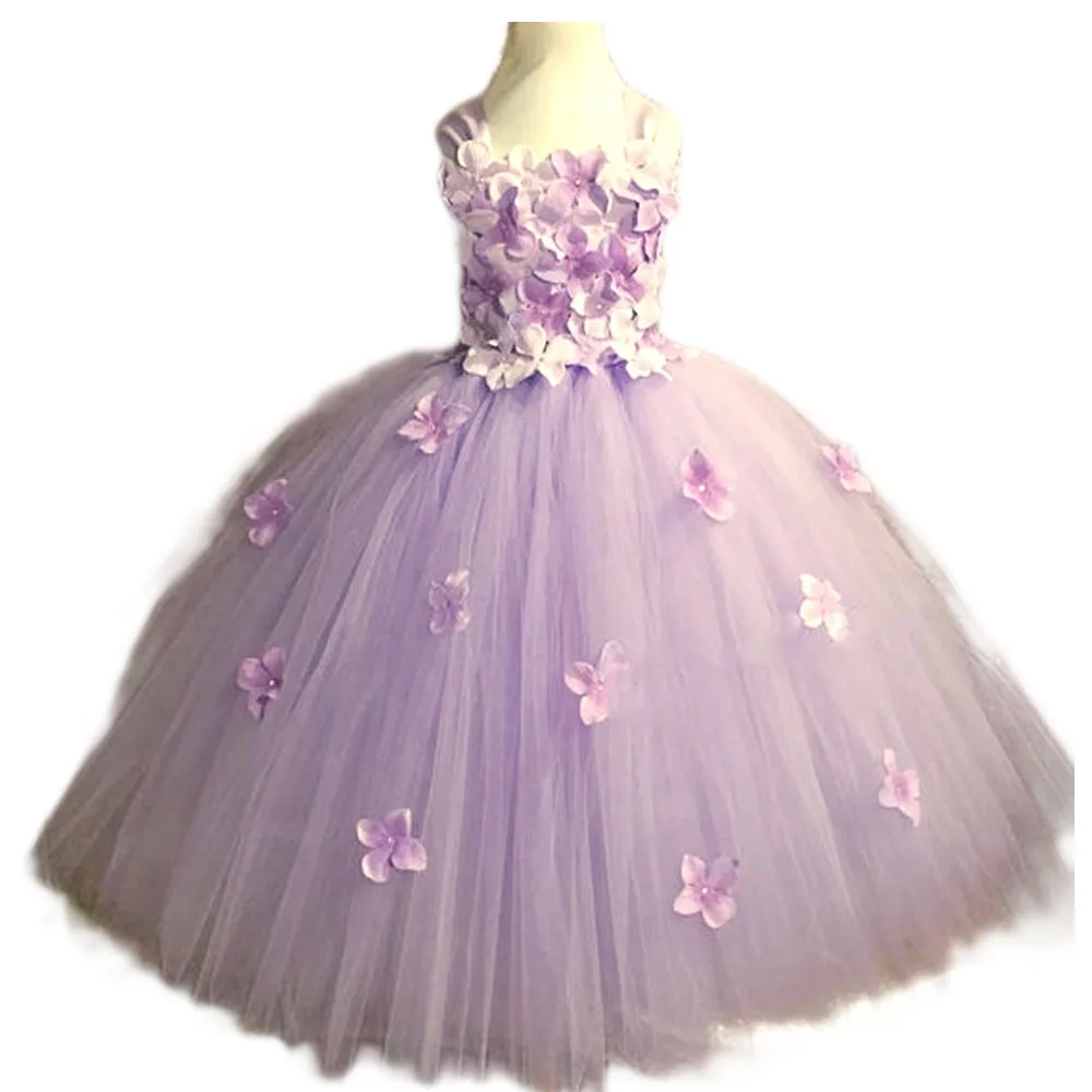 Hydrangea Flower Tutu Dress for Girls Elegant Baby Girl Dress Flowers Girls Ankle Length Wedding Birthday Party Dress Ball Gown (1)