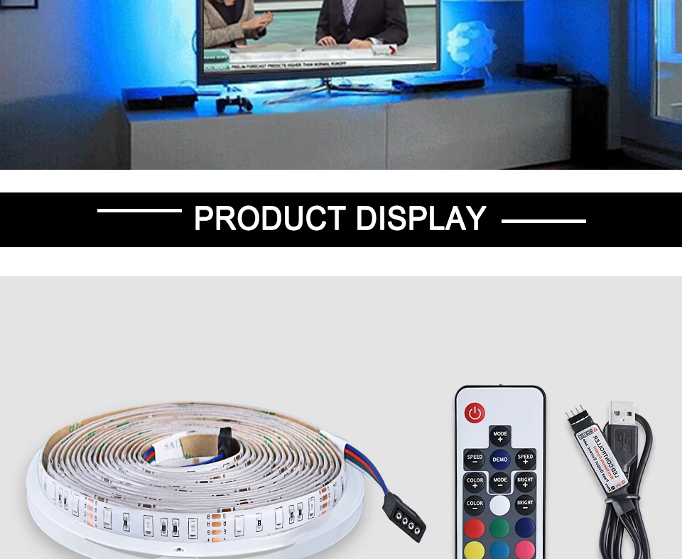 USB LED Strip Light TV Background Lighting SMD3528 DC 5V Flexible Diode Tape 50CM 1M 2M 3M 4M 5M RGB Neon Ribbon (16)